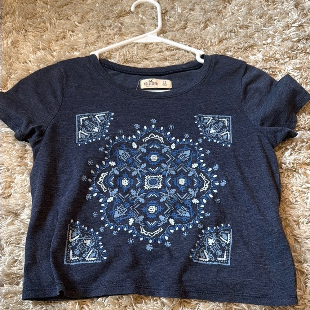 Hollister Navy Blue Crop Top